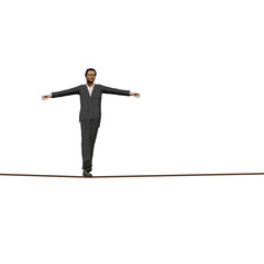 Conceptual business man on rope