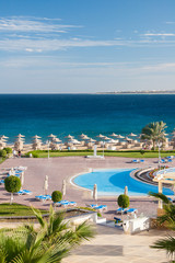 Naklejka premium Exterior of Hotel Building at summer