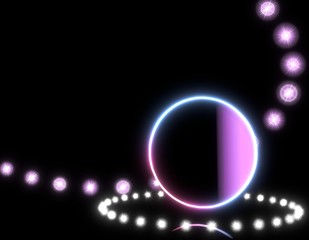 3d graphic of a magic Dollar symbol  on disco lights background