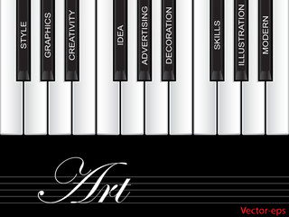 Vector art piano word cloud