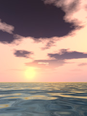 Fototapeta na wymiar Sea water landscape with sunset sky
