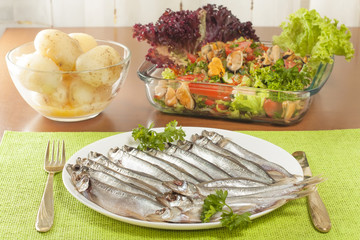 stockfish capelin on a plate