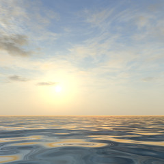 Fototapeta na wymiar Sea water landscape with sunset sky