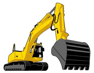 Yellow excavator illustration