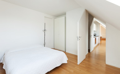 interior, new loft, hardwood floor, view of bedroom