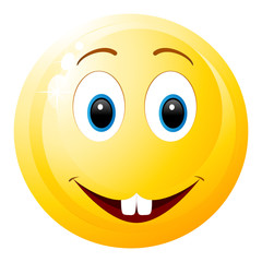 smiley - lächelnd mit 2 Zähnen