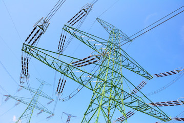 High voltage towers and electricity cables