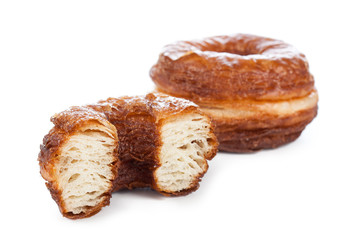 Croissant and doughnut mixture isolated on white