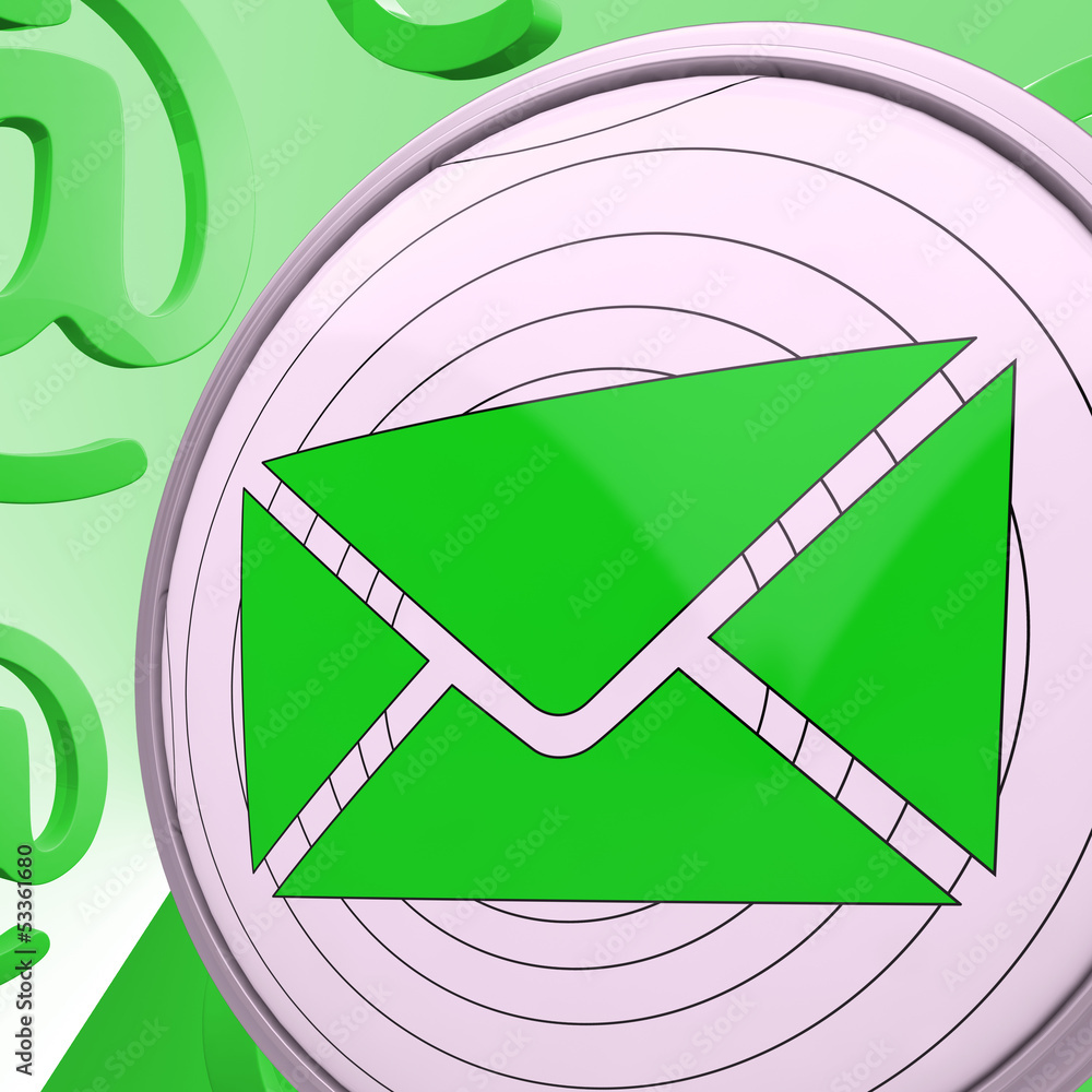 Poster email envelope shows global communication through computer