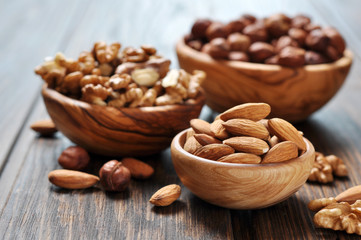 Almonds, walnuts and hazelnuts