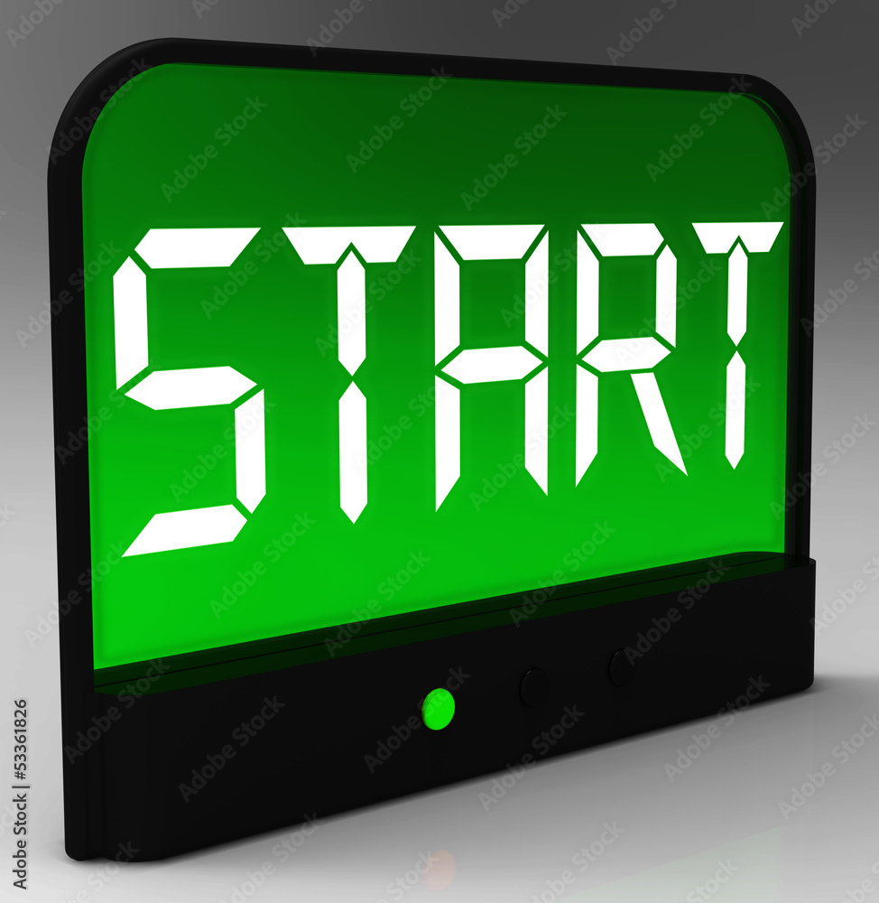 Poster start button on clock shows beginning or activating