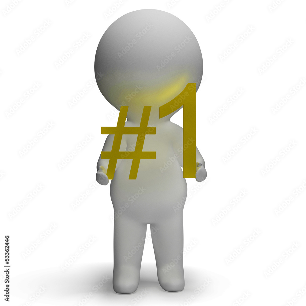 Poster number one 3d character showing first place