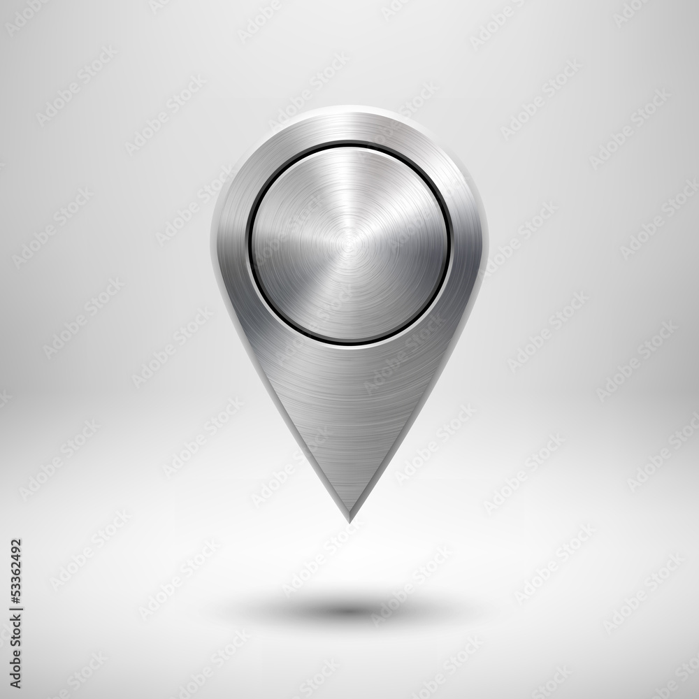 Poster technology map pointer button with metal texture