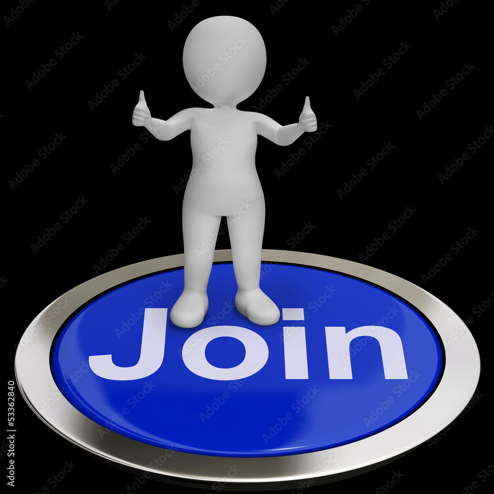Aufkleber join button shows subscriptions application and registration