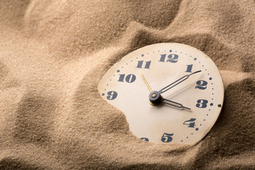 Fototapeta na wymiar Alarm clock in sand