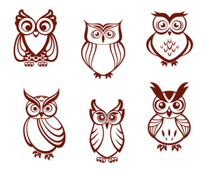 Naklejka premium Set of cartoon owls