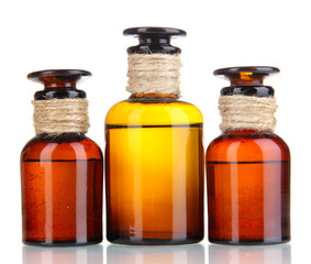 Medicine bottles isolated on white
