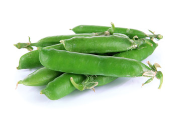 Sweet green peas isolated on white