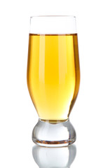 Glass of fresh apple juice isolated on white