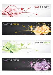 Save our earth - Floral design banners