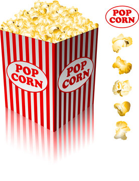 PopcornPopcorn in a striped tub on white background eps 10
