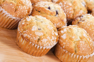 Golden brown blueberry muffins