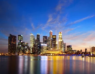 Gordijnen Skyline van Singapore © leungchopan