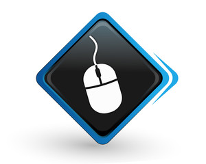 icône souris sur bouton carré bleu