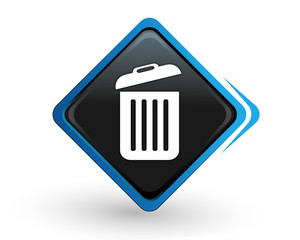 icône poubelle sur bouton carré bleu