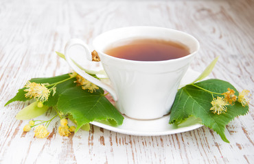 cup of tea and linden flowers