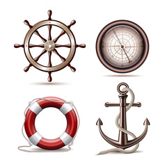 Set of marine symbols - obrazy, fototapety, plakaty