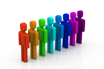 Colorful people in line