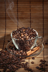 Steaming cup of coffee