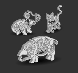 Koala, Cat, and Pig Curl Ornament Decorations.