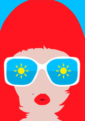 Vector women faces in sunglasses
