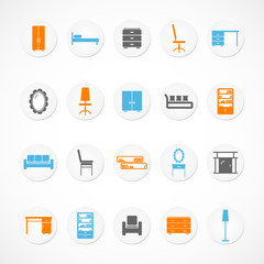 Furniture stickers icons