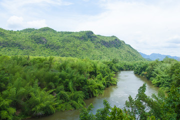 Fototapeta na wymiar river mountain and forest.