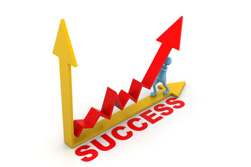 man pushing up the success graph