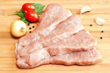 Raw pork with spices and vegetables