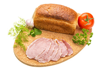 Ripe fresh ham with vegetables