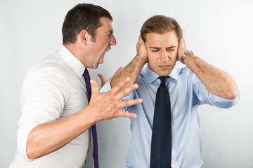 boss is screaming to collegue