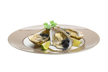 Oysters with black cavair