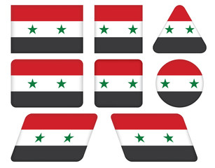 set of buttons with flag of Syria