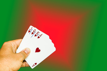 cards holding by hand