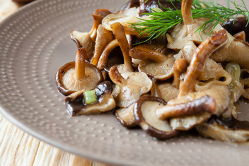 roasted shiitake mushrooms on a plate