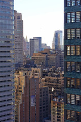 View Among New Yok Midtown Golden Skyscrapers