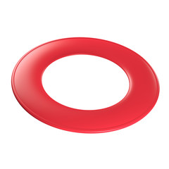 Red flying disc - ring disc (3D render).