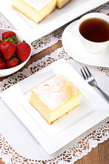Delicious apple pie with whipped cream,