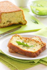 Cake with zucchini and cheese.