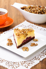 Delicious apple pie with whipped cream 